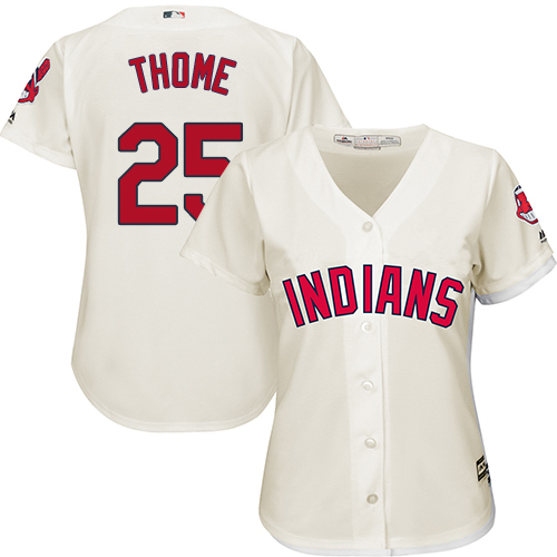 Indians #25 Jim Thome Cream Alternate Women's Stitched MLB Jersey